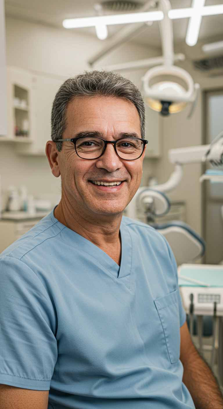 Paciente sorrindo em clínica